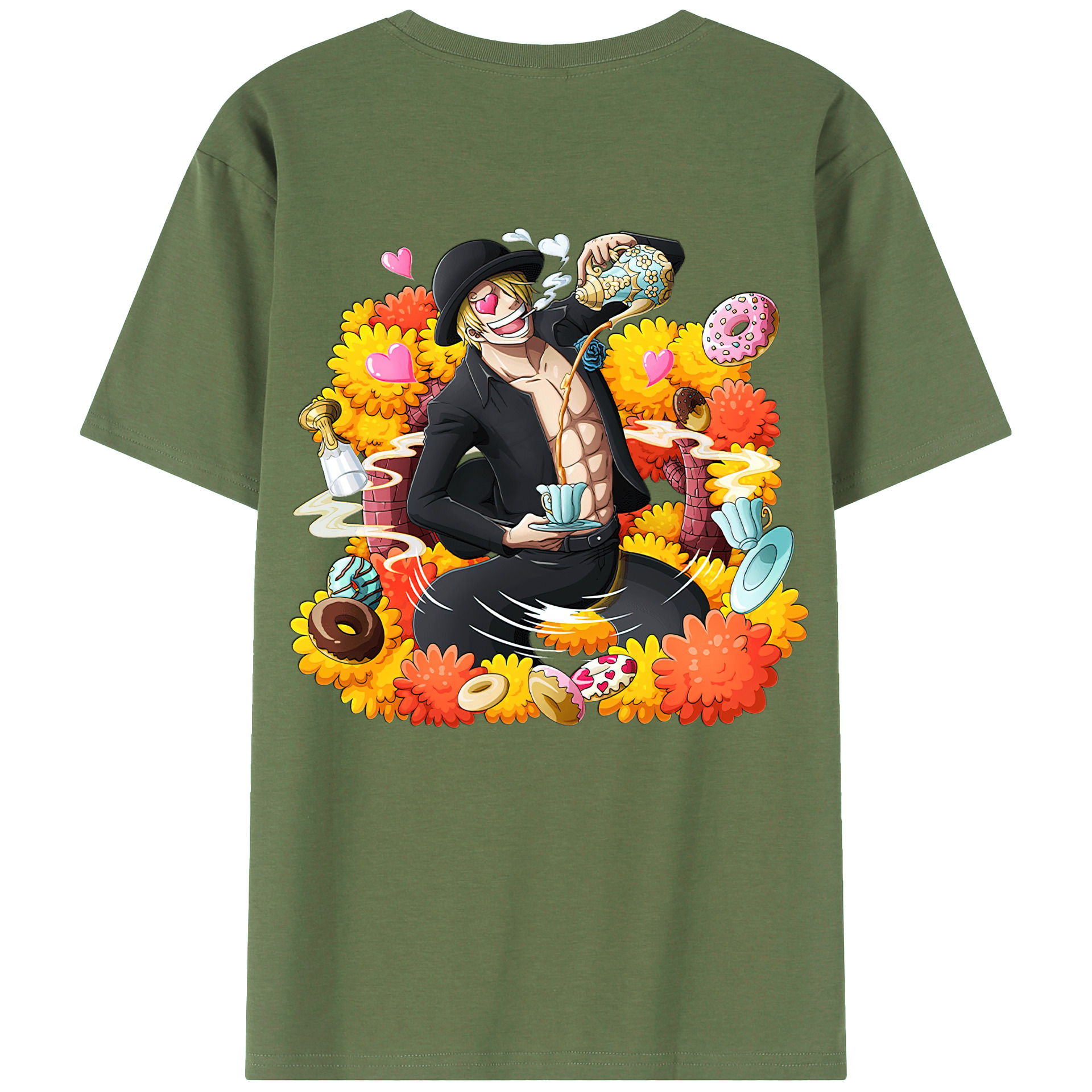 （画像用） ワンピース サンジ ONE PIECE Sanji 綿100％ メンズ半袖Tシャツ（バックプリント） 通気性